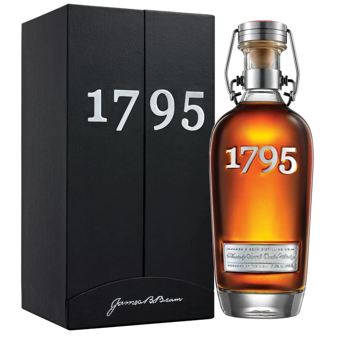 Jim Beam 1795 Kentucky Straight Bourbon Whiskey bottle on a plain background