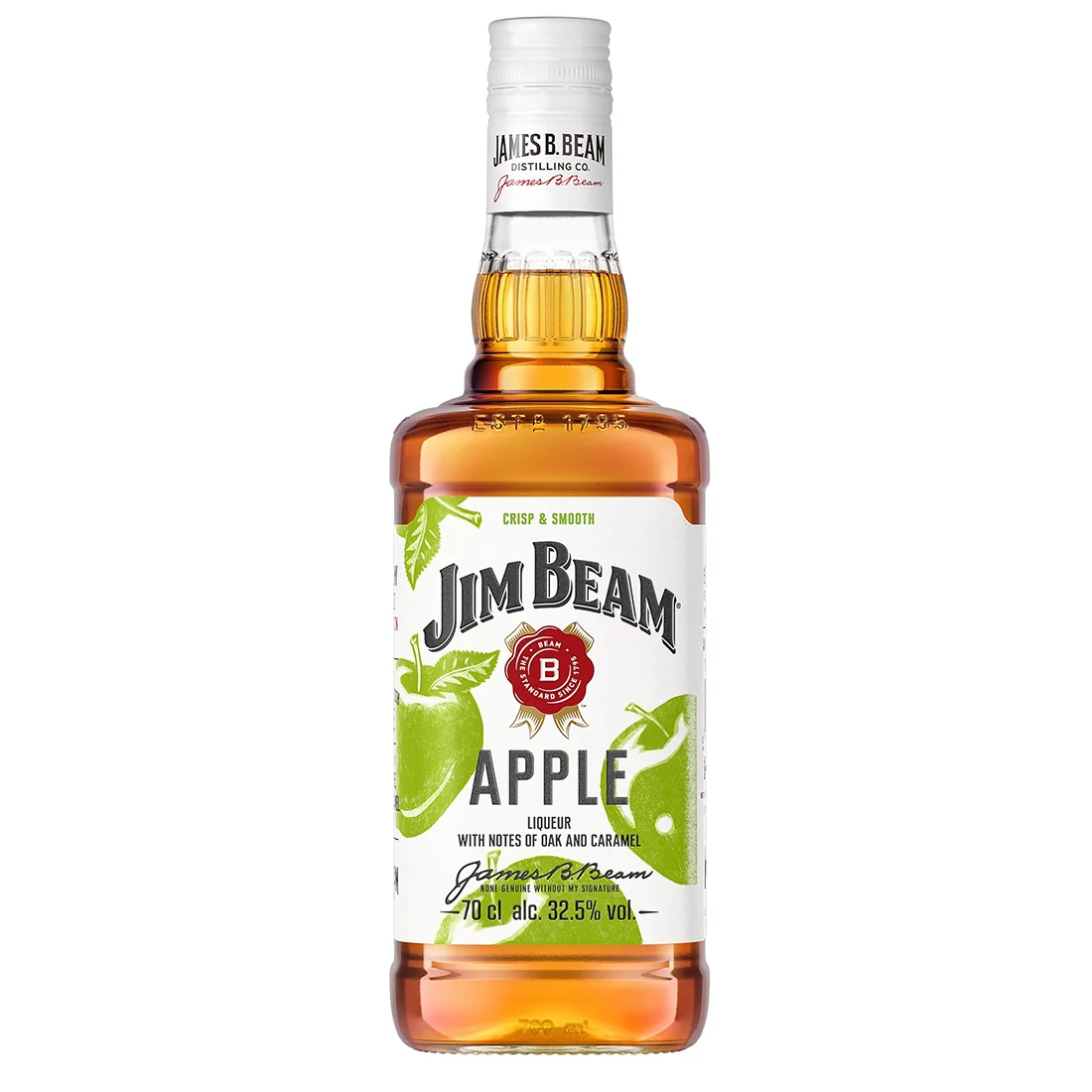 Jim Beam Apple Kentucky Straight Bourbon Whiskey bottle on a plain background