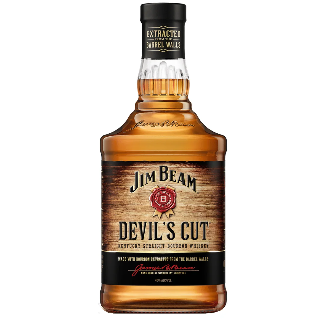 Jim Beam Devil's Cut Kentucky Straight Bourbon Whiskey bottle on a plain background