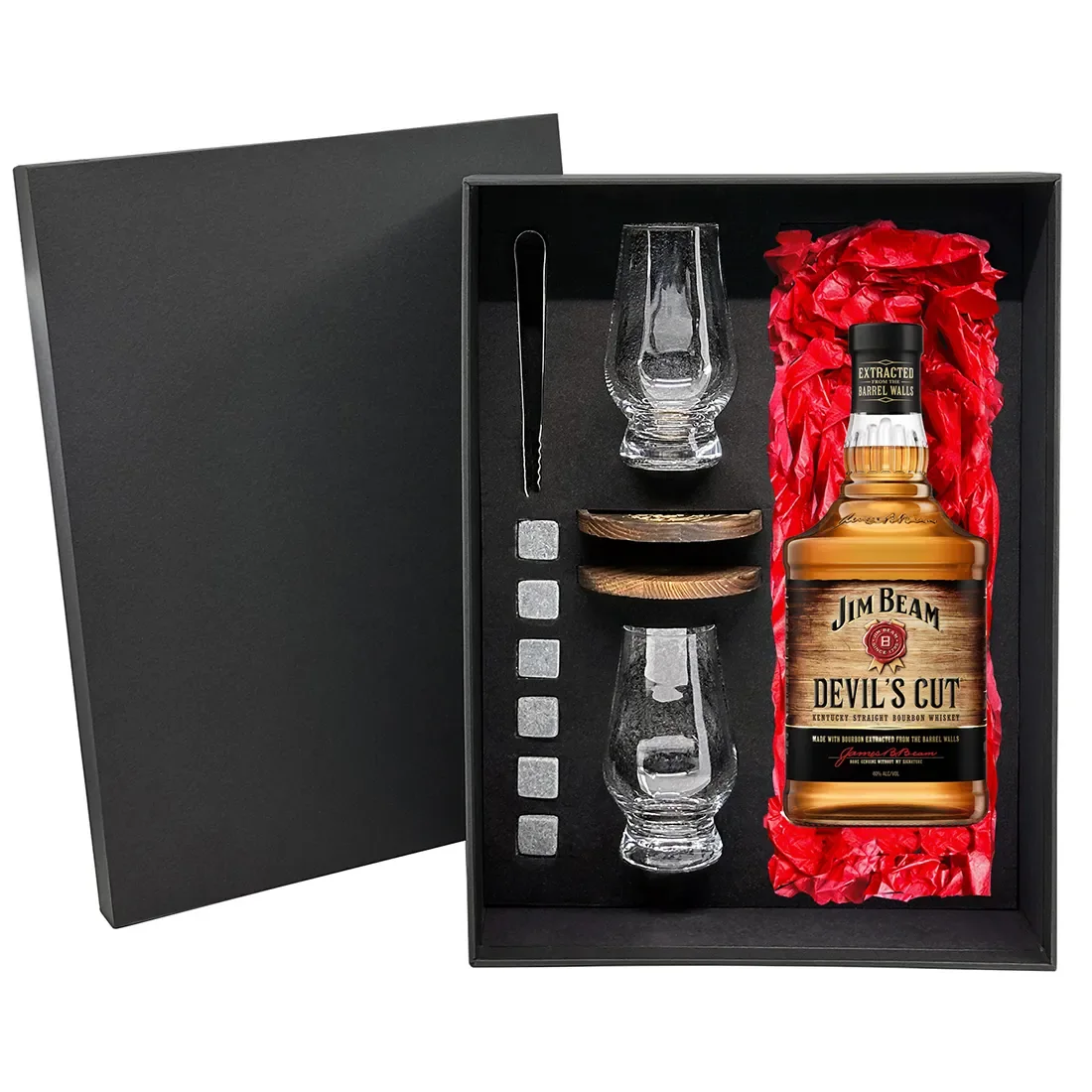 Jim Beam Devil's Cut Gift Box bottle on a plain background