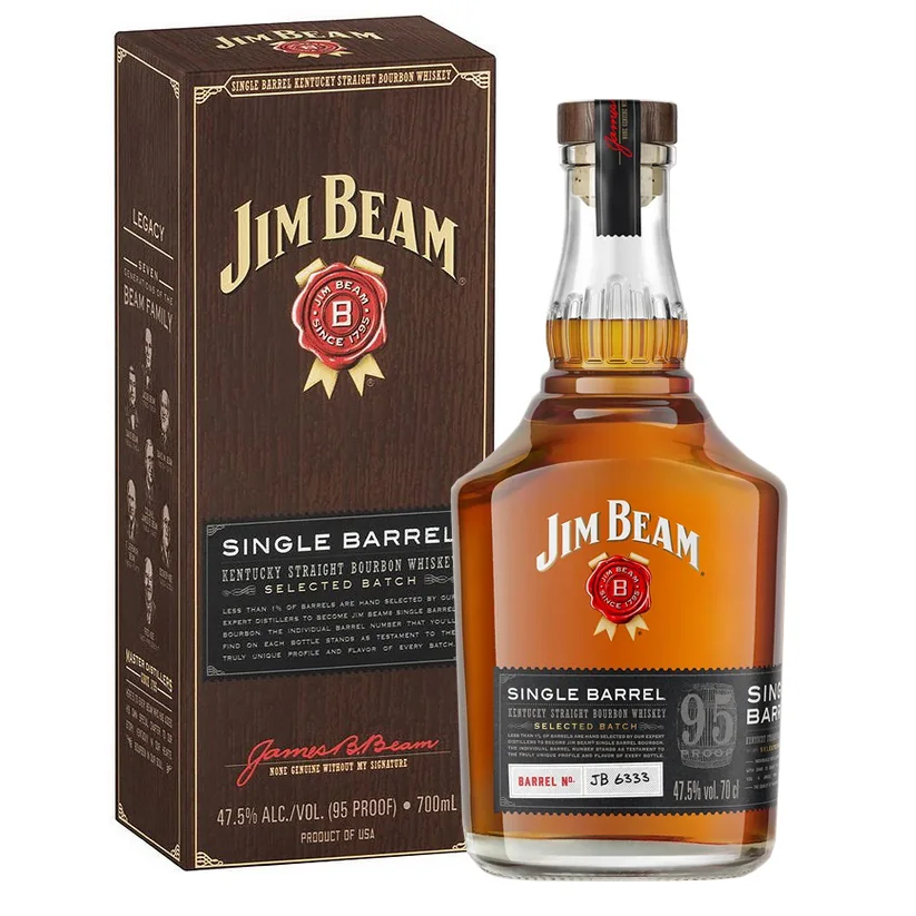Jim Beam Single Barrel Selected Batch 95 Proof bottle on a plain background